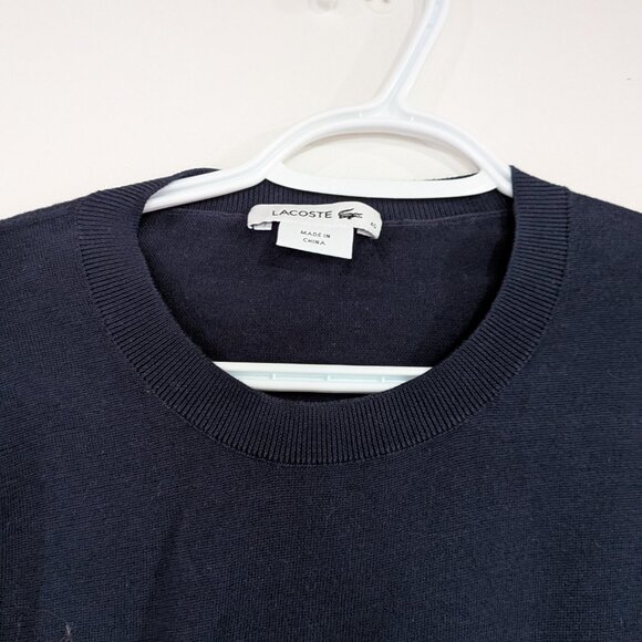 Lacoste 100% Cotton Crew Neck Sweater Navy Blue Size 40 Size Medium - Picture 2 of 6